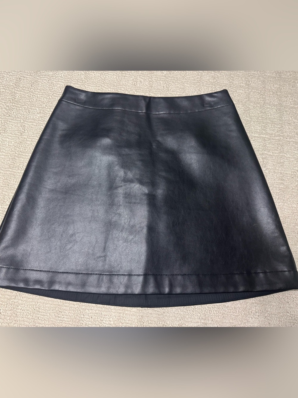 GAP Black Faux Leather A-Line Mini Skirt